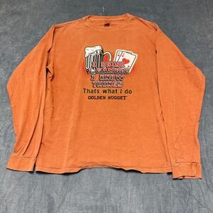 Gentle Threads Shirt Mens XL Rust Orange I Drink I Gamble I Know Things Graphic